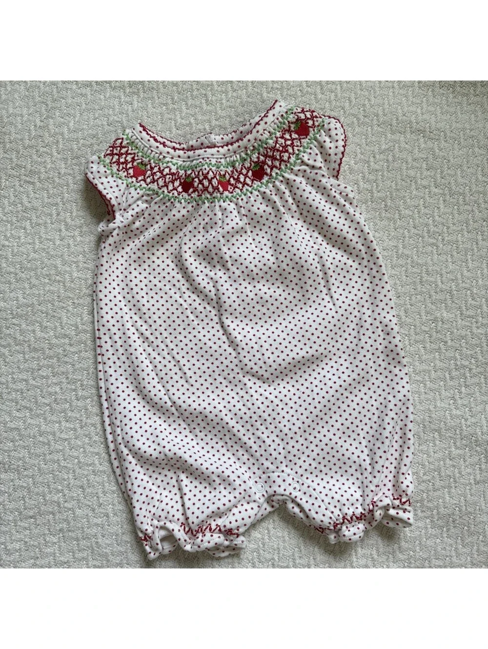 GYMBOREE 2012 So Berry Precious Dots Cute 3-6M Strawberry Polka Dot Romper